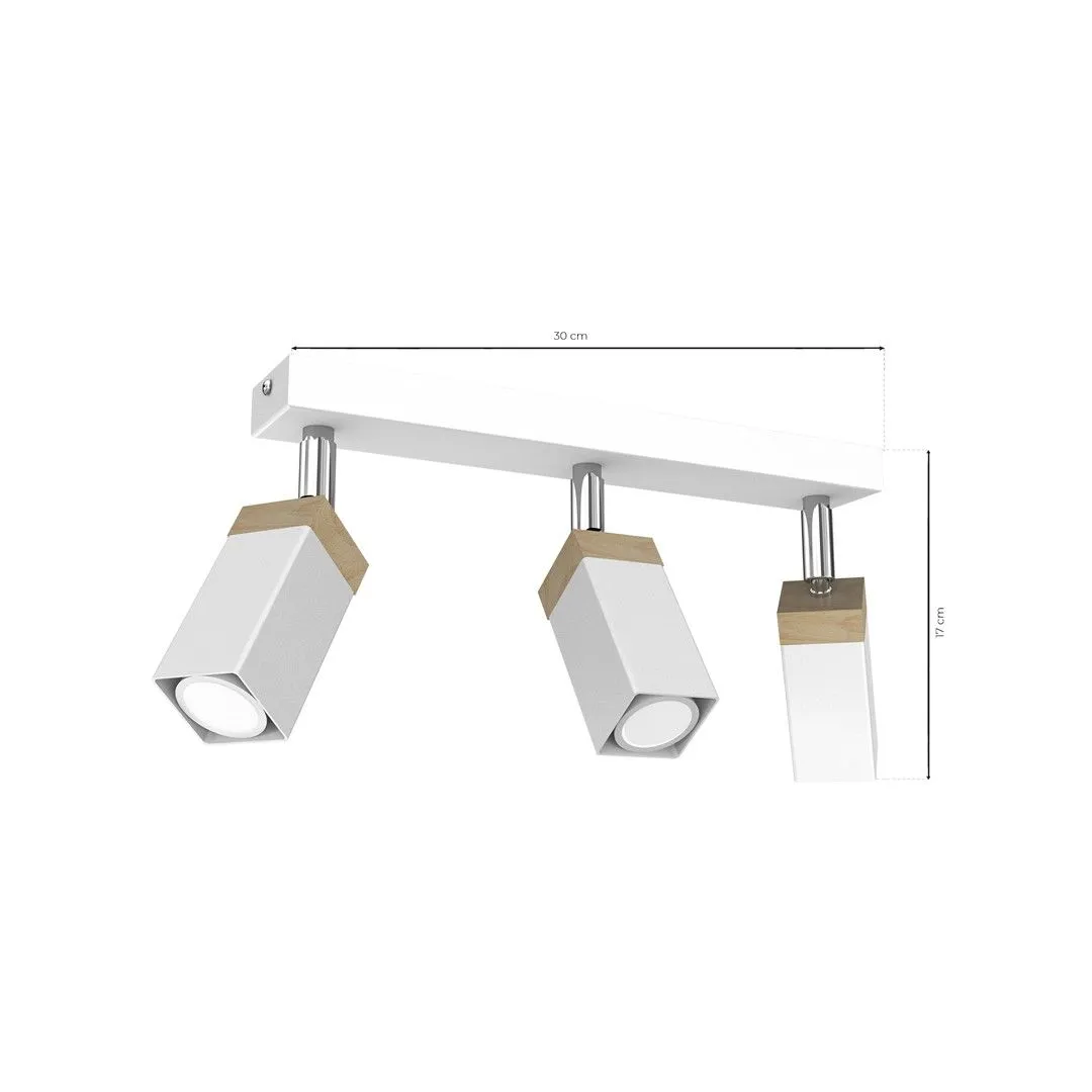Lampa sufitowa SOLO SAWN WHITE - PATINATED WOOD 3x mini GU10 MLP7479- Milagro - obrazek 5