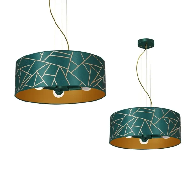 Lampa wisząca abażur ZIGGY WHITE Gold-Bottle green 3xE27 MLP7580- Milagro
