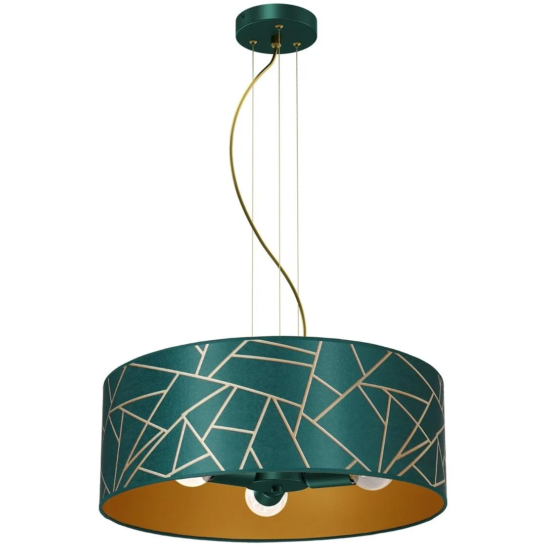 Lampa wisząca abażur ZIGGY WHITE Gold-Bottle green 3xE27 MLP7580- Milagro - obrazek 2