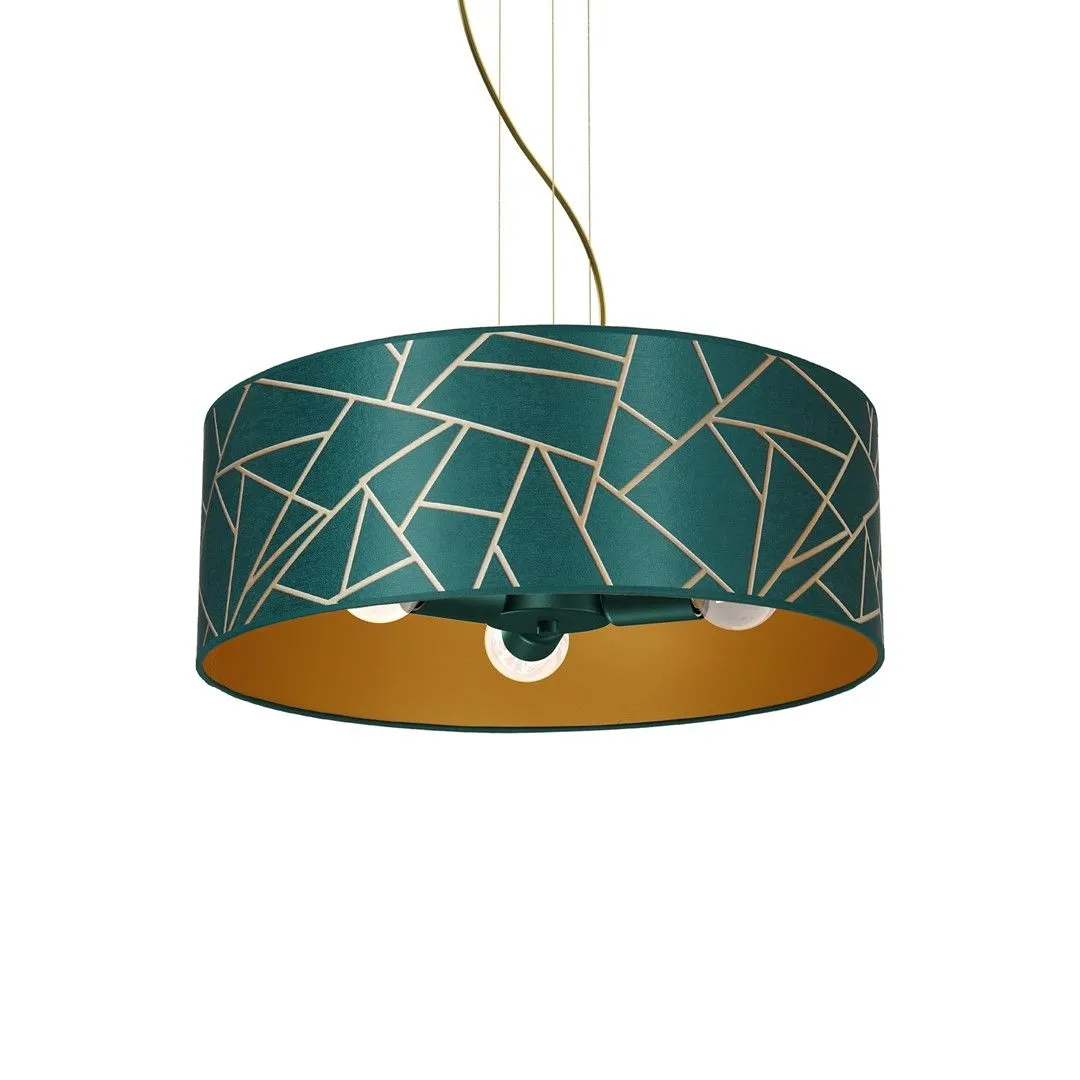 Lampa wisząca abażur ZIGGY WHITE Gold-Bottle green 3xE27 MLP7580- Milagro - obrazek 3