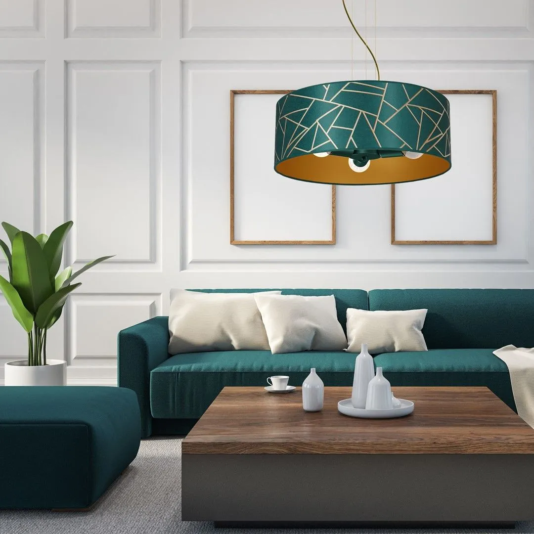 Lampa wisząca abażur ZIGGY WHITE Gold-Bottle green 3xE27 MLP7580- Milagro - obrazek 5