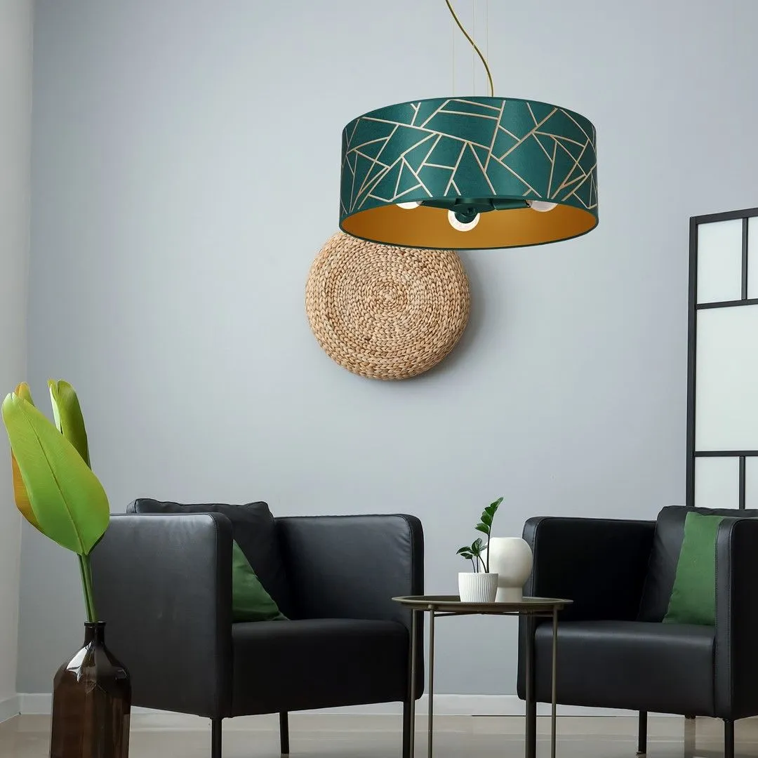 Lampa wisząca abażur ZIGGY WHITE Gold-Bottle green 3xE27 MLP7580- Milagro - obrazek 6
