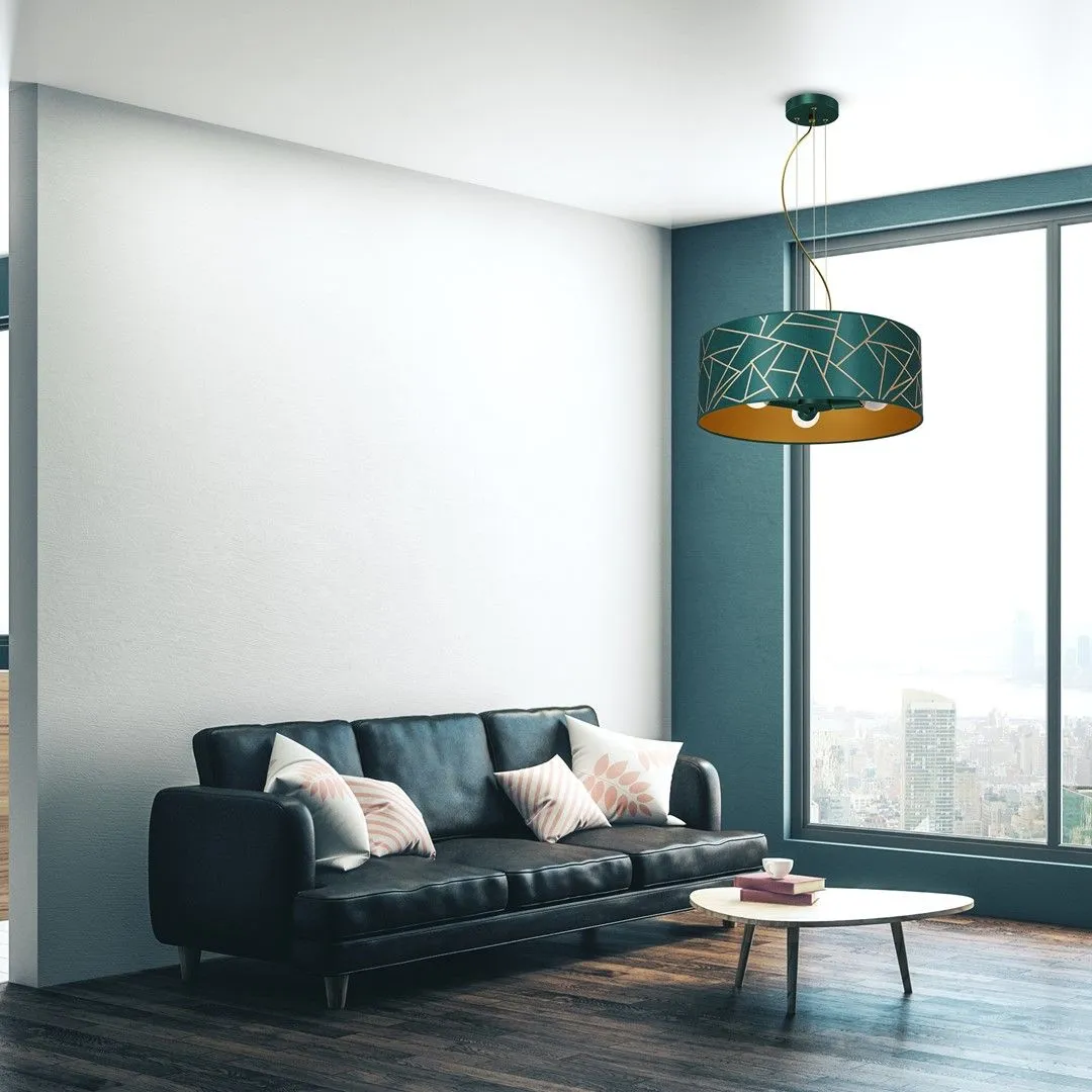 Lampa wisząca abażur ZIGGY WHITE Gold-Bottle green 3xE27 MLP7580- Milagro - obrazek 7