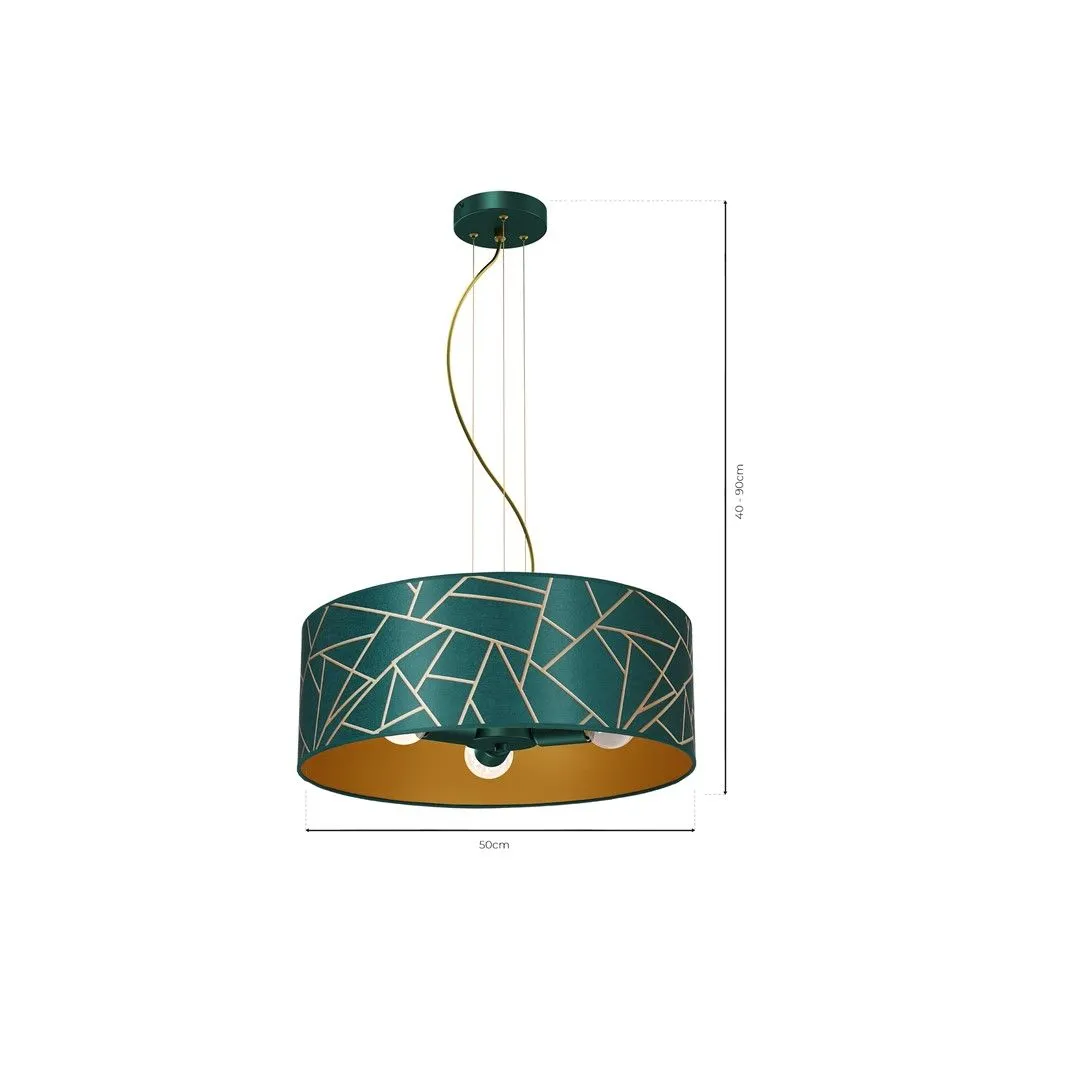 Lampa wisząca abażur ZIGGY WHITE Gold-Bottle green 3xE27 MLP7580- Milagro - obrazek 9