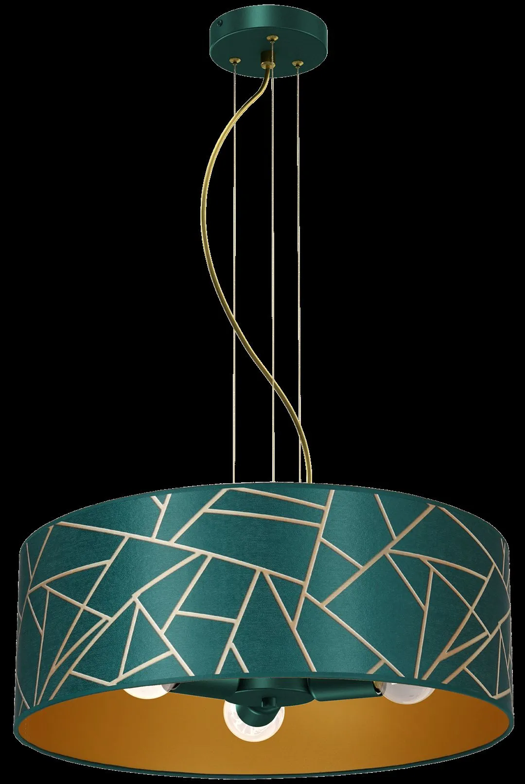 Lampa wisząca abażur ZIGGY WHITE Gold-Bottle green 3xE27 MLP7580- Milagro - obrazek 10