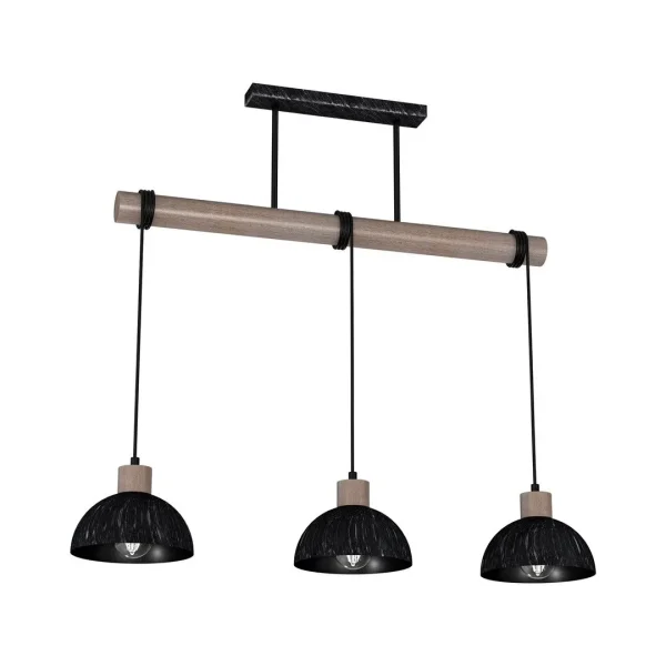 Lampa loft wisząca ERIK Sawn black-Patinated wood 3XE27 MLP7640- Milagro