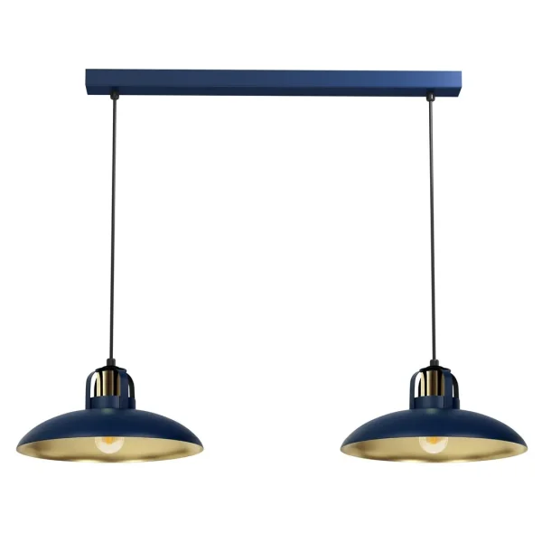Lampa loft wisząca FELIX NAVY BLUE-GOLD 2xE27 MLP7715- Milagro