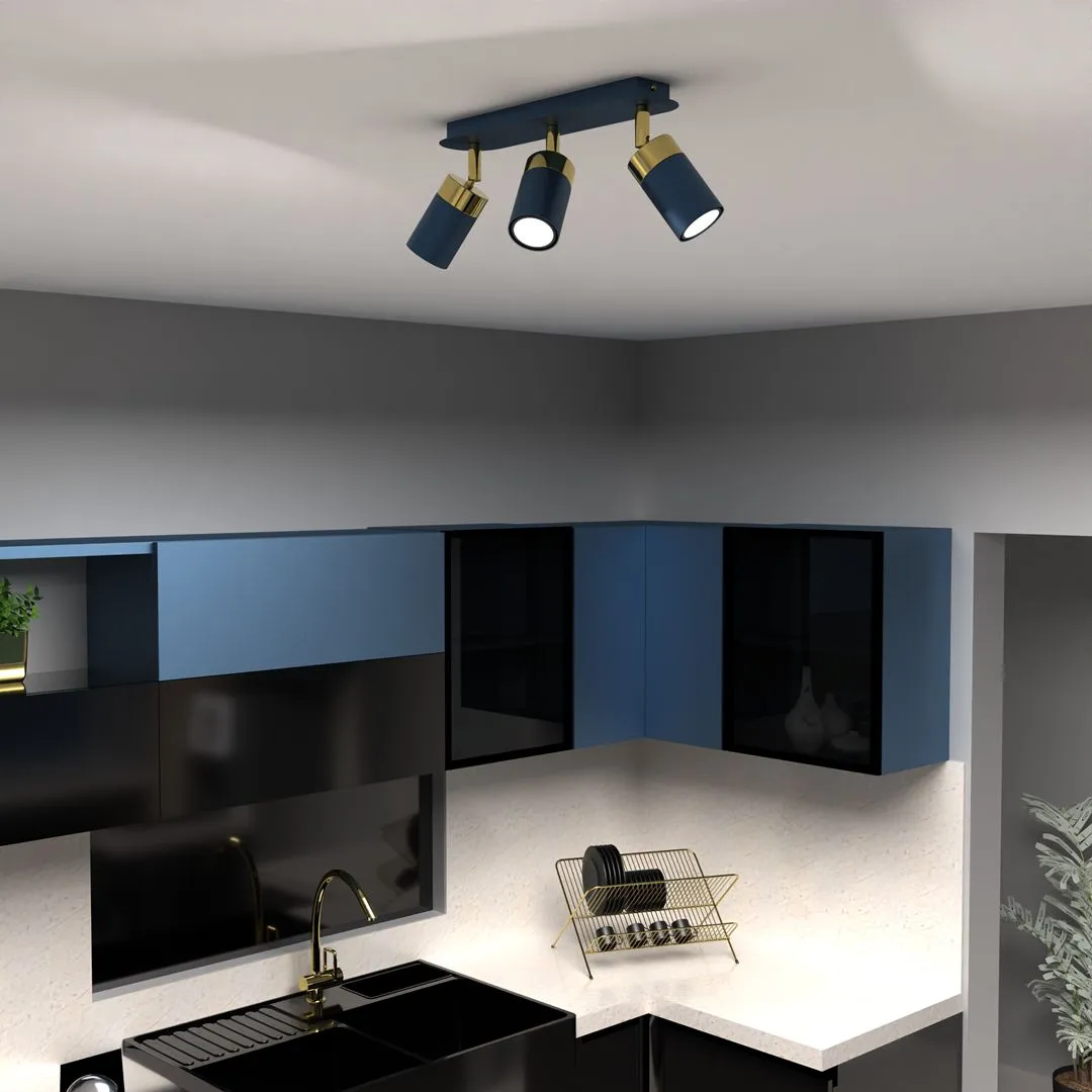 Lampa sufitowa JOKER NAVY BLUE-GOLD 3xGU10 MLP7724- Milagro - obrazek 4