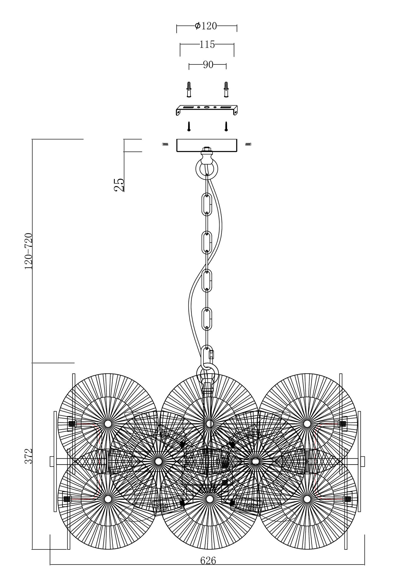 Lampa designerska wisząca ASTER MOD555TL-L9CH5K - Maytoni - obrazek 4