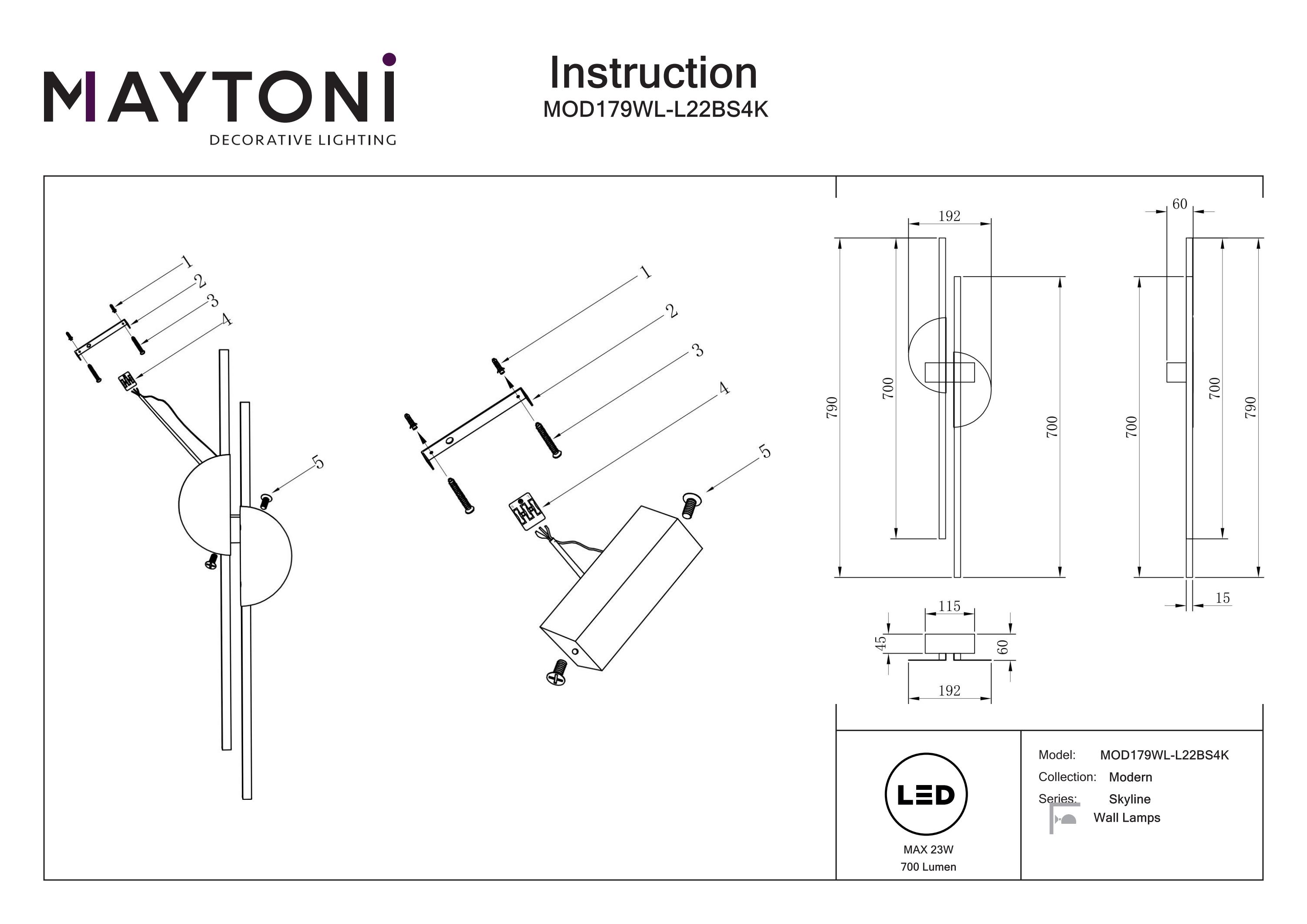 Kinkiet Skyline MOD179WL-L22BS4K- Maytoni - obrazek 3
