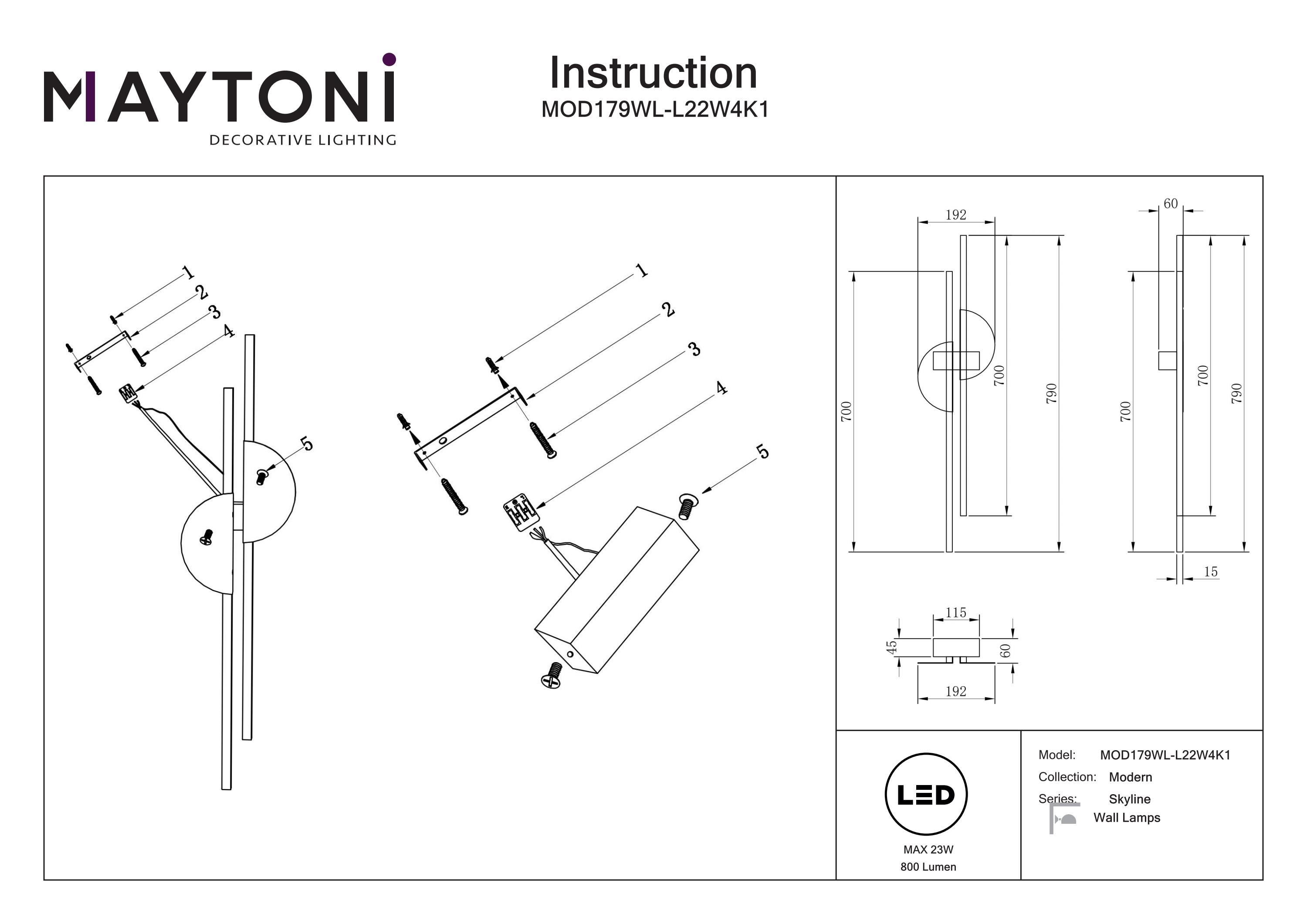 Kinkiet Skyline MOD179WL-L22W4K1- Maytoni - obrazek 3
