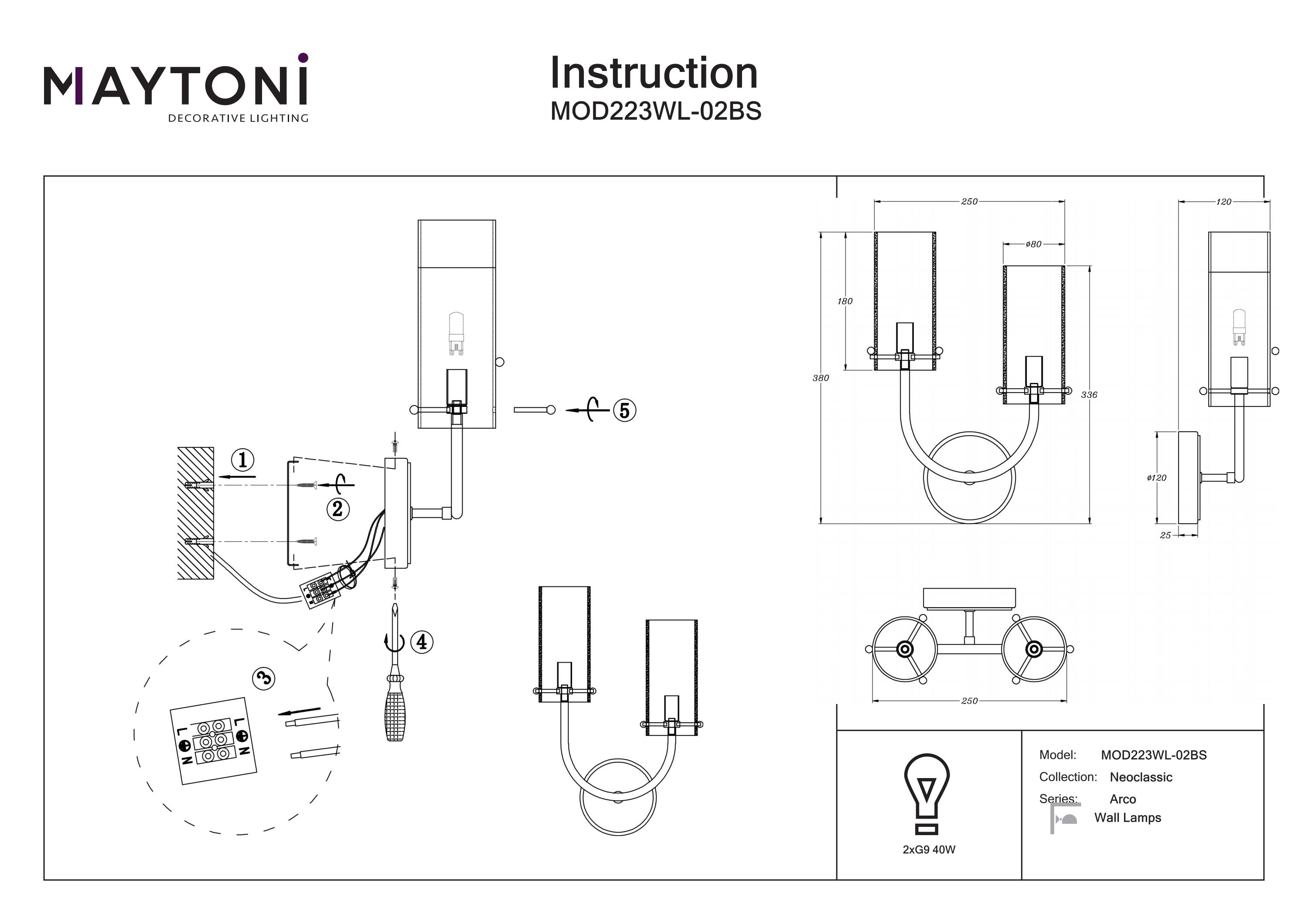 Kinkiet designerski ARCO MOD223WL-02BS - Maytoni - obrazek 2