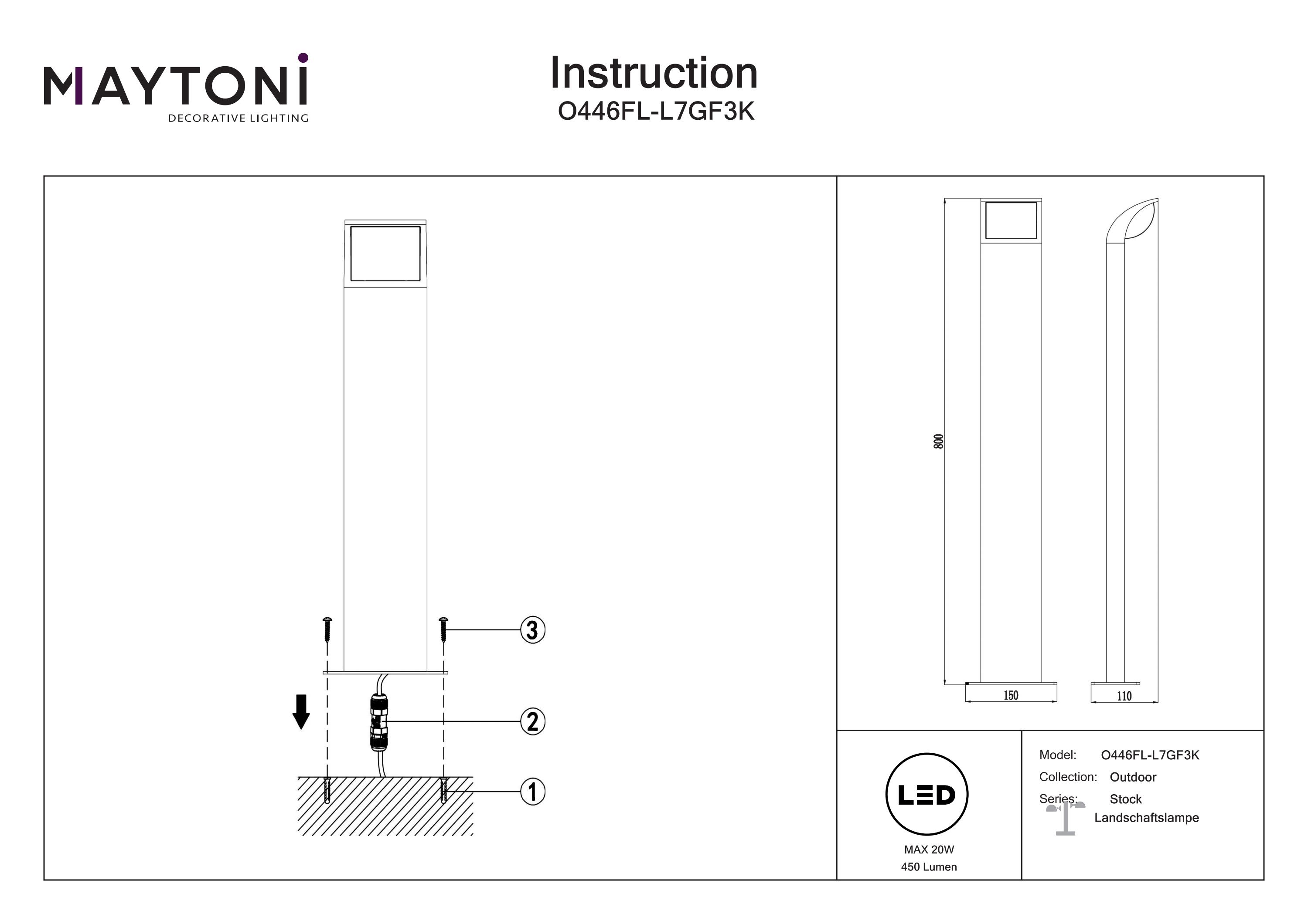 Lampa stojąca zewnętrzna Stock O446FL-L7GF3K- Maytoni - obrazek 4