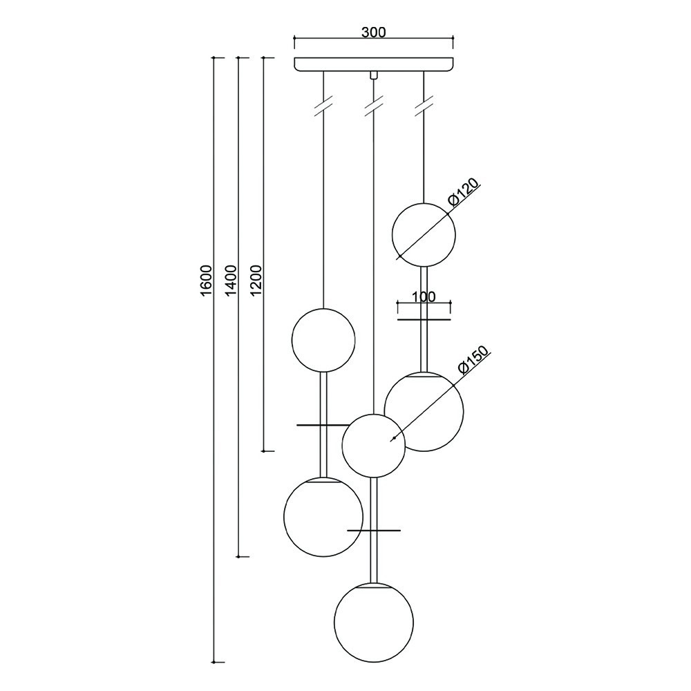 Lampa wisząca minimalistyczna na 3 klosze OIO czarna OIP322P3 - Ummo Lighting - obrazek 3