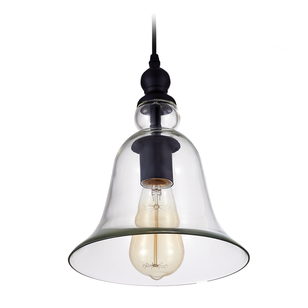 Lampa loft wisząca szklana E27 czarna PARIS P01789BK - Cosmo Light