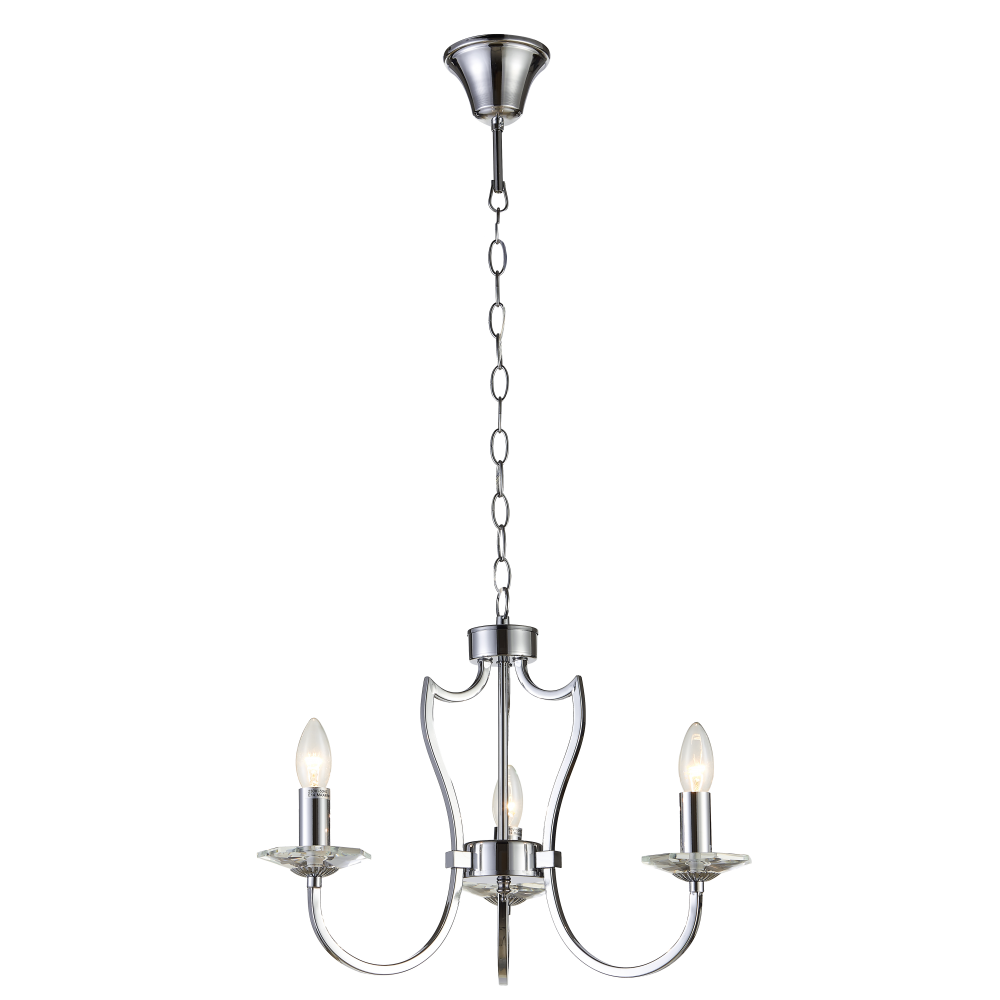 Lampa wisząca srebrna E14 RIGA P03755CH – Cosmo Light - obrazek 2