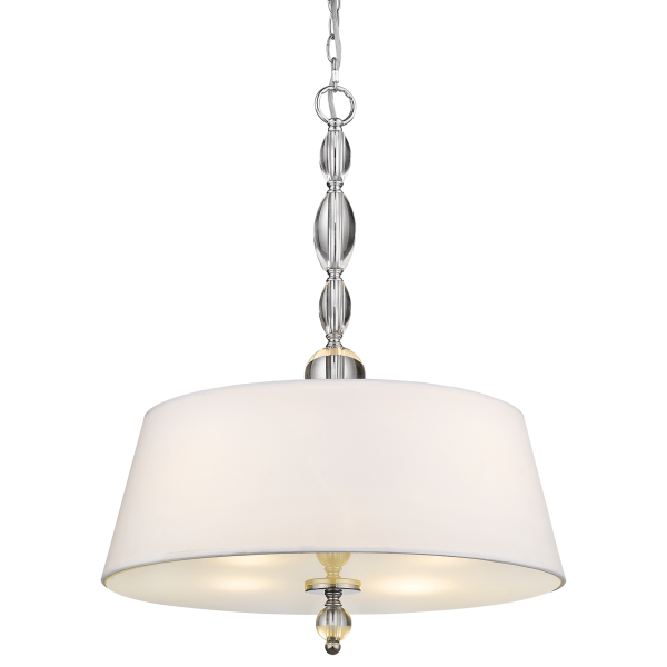 Lampa wisząca klasyczna biała abażur CANCUN P04981CH-WH - Cosmo Light