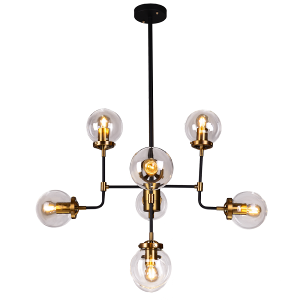 Lampa stylowa wisząca nad stół czarna szklana BOSTON P08959BR - Cosmo Light