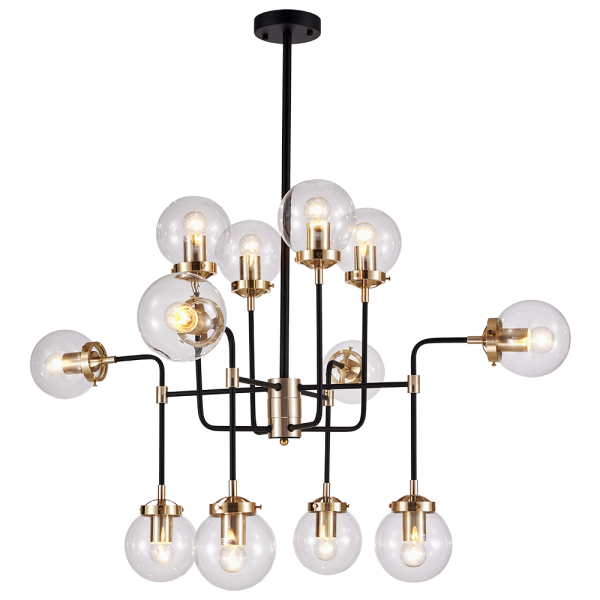 Lampa stylowa wisząca czarna szklana E27 BOSTON P12826BR - Cosmo Light
