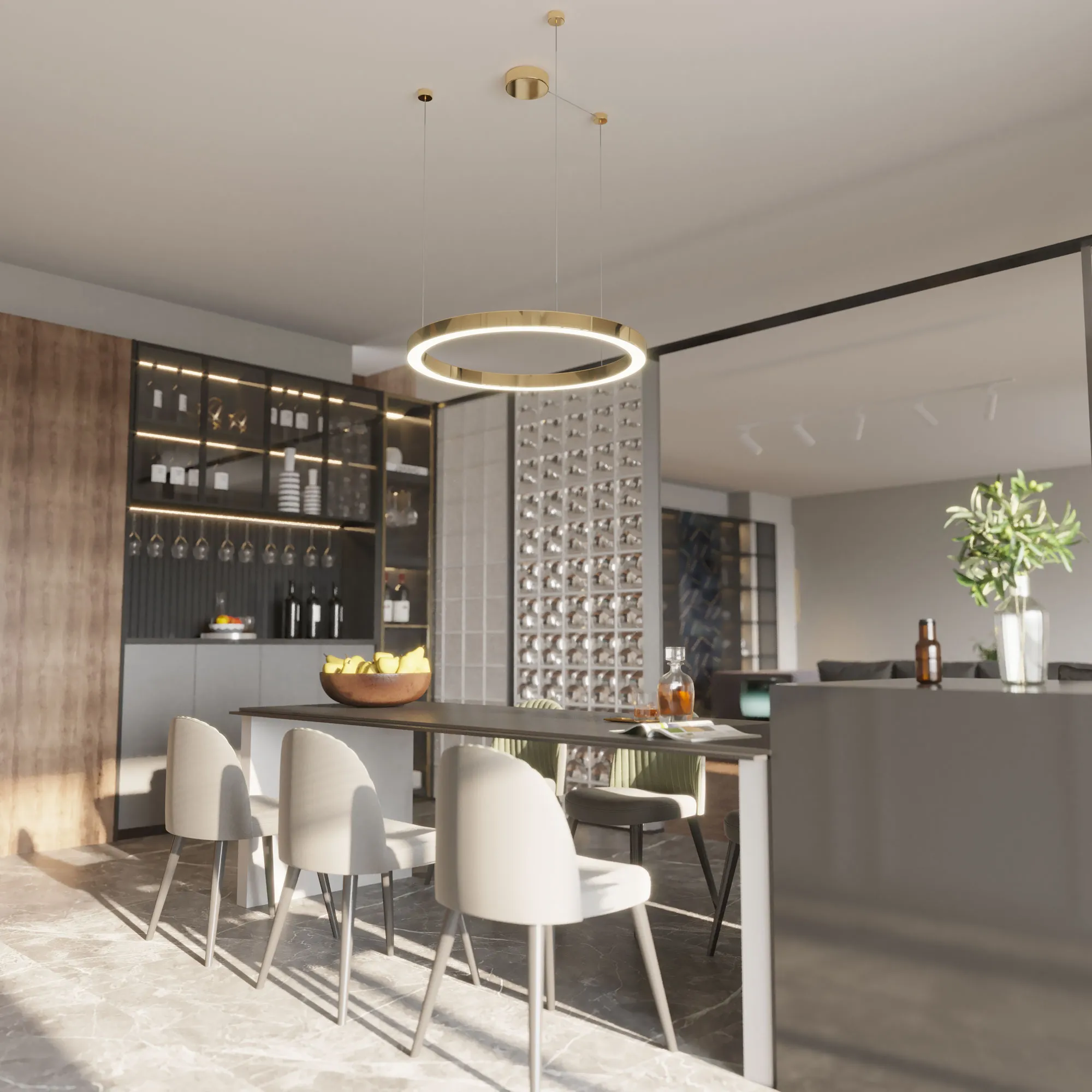 Lampa wisząca złote okręgi designerska Aurum M 1xLED złoty PL0116-90 - Yaskr - obrazek 5