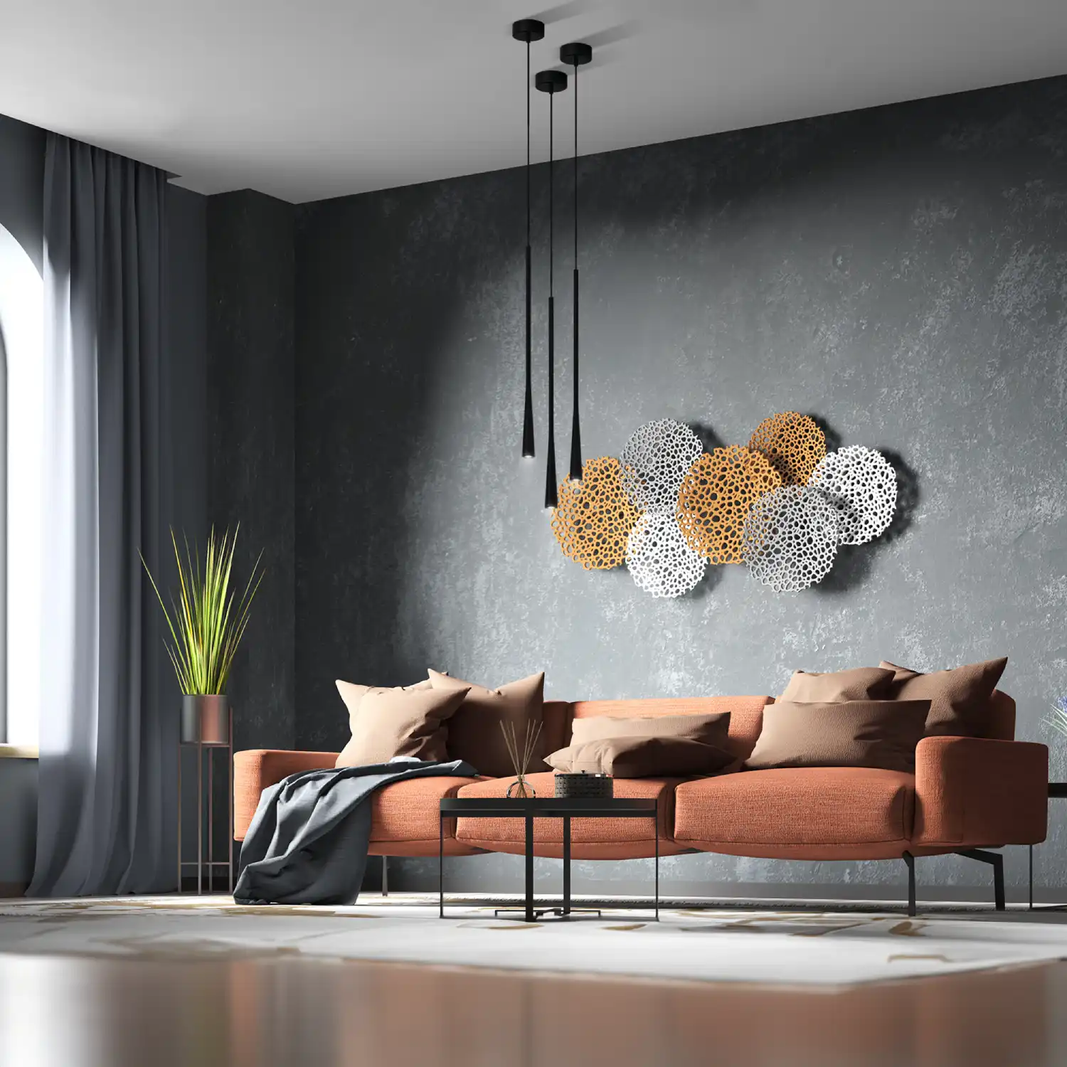 Lampa Wisząca nad wyspę Elysia 1xLED czarna PL0121-BK - Yaskr - obrazek 2