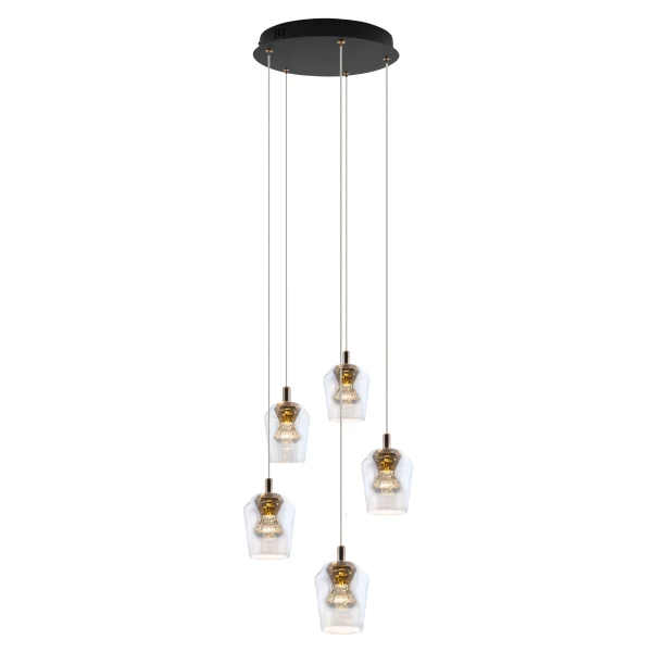 Lampa Wisząca nad stół Tasa Round 5xLED czarna PL0144-5 - Yaskr