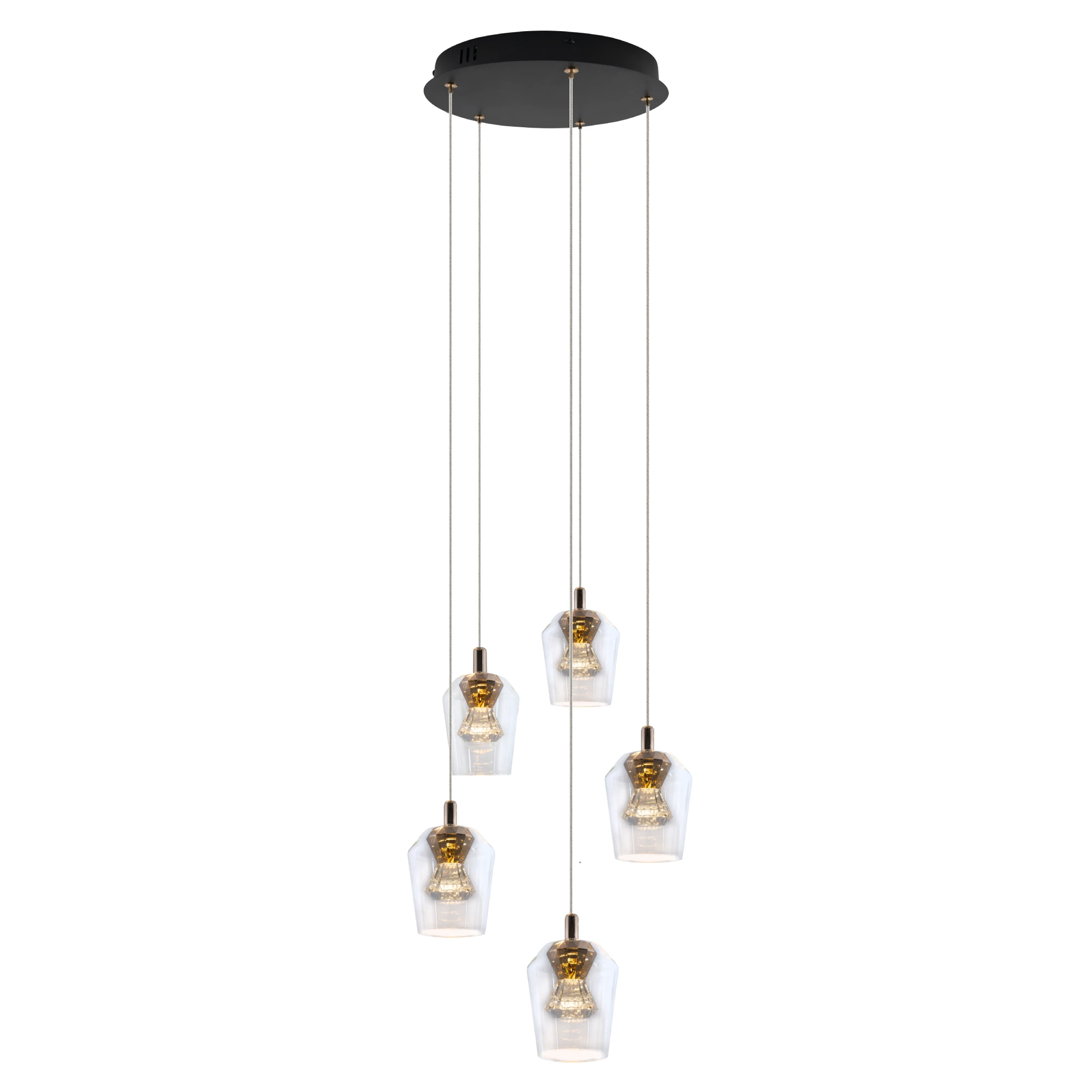 Lampa Wisząca nad stół Tasa Round 5xLED czarna PL0144-5 - Yaskr