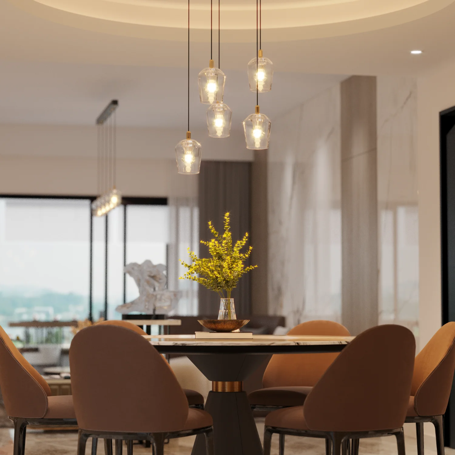 Lampa Wisząca nad stół Tasa Round 5xLED czarna PL0144-5 - Yaskr - obrazek 3