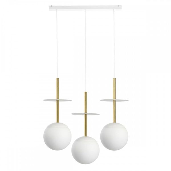 Lampa wisząca minimalistyczna kule PLAAT biały+zoty PLL331P0 - Ummo Lighting