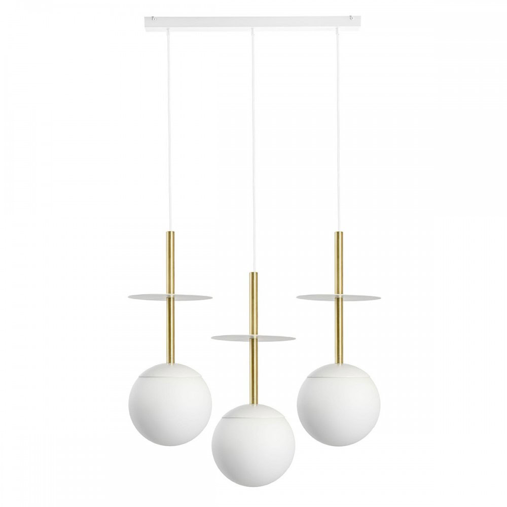 Lampa wisząca minimalistyczna kule PLAAT biały+zoty PLL331P0 - Ummo Lighting