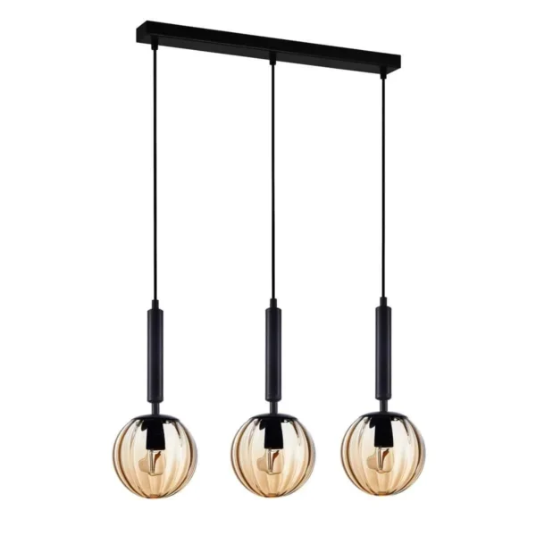 Lampa nad stół wisząca nowoczesna RAVENA PND-2324-3L BK+AMB - Italux