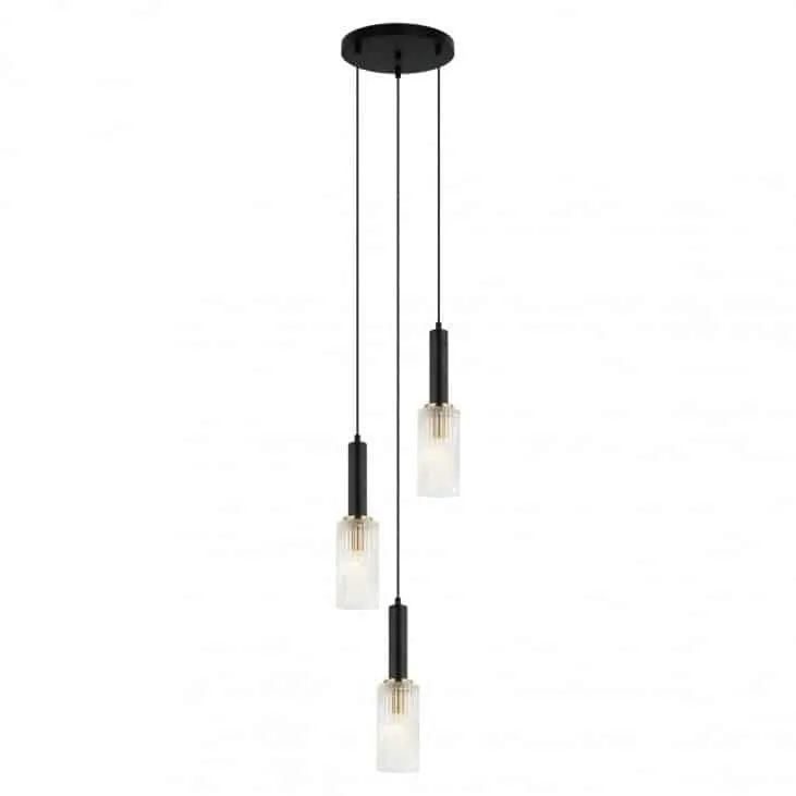 Lampa nad stół wisząca nowoczesna Perola PND-43309-3 BK+BR czarna – Italux