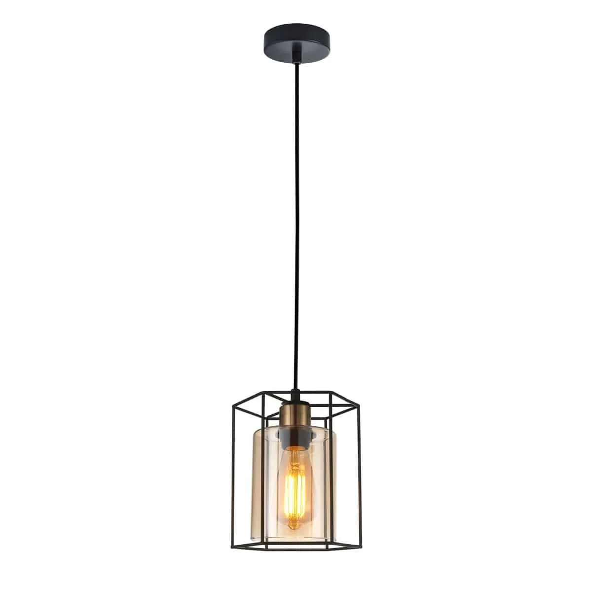 Lampa loft wisząca KALULA PND-78901-1-BK+AMB - Italux - obrazek 2