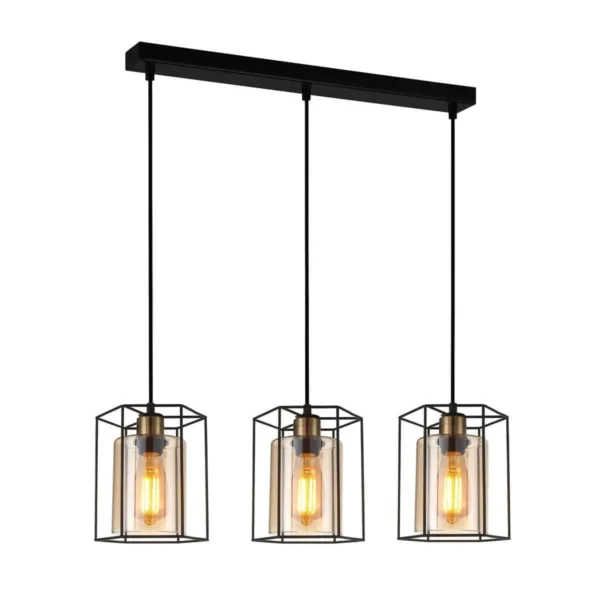 Lampa loft wisząca KALULA PND-78901-3-BK+AMB - Italux