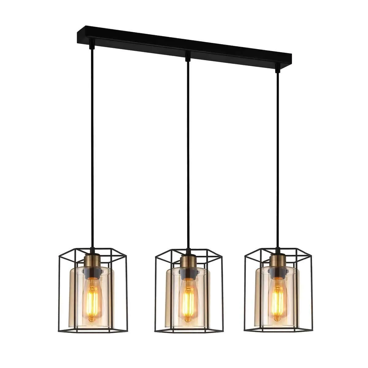 Lampa loft wisząca KALULA PND-78901-3-BK+AMB - Italux