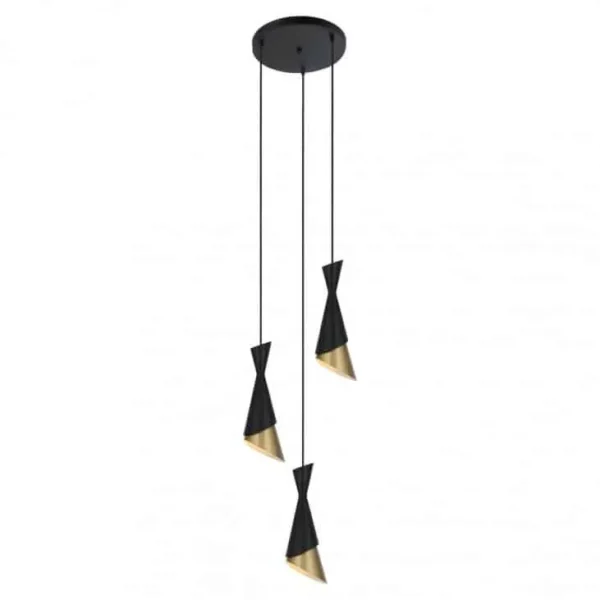 Lampa loft wisząca Malia PND-85949-3 BK+GD czarna – Italux