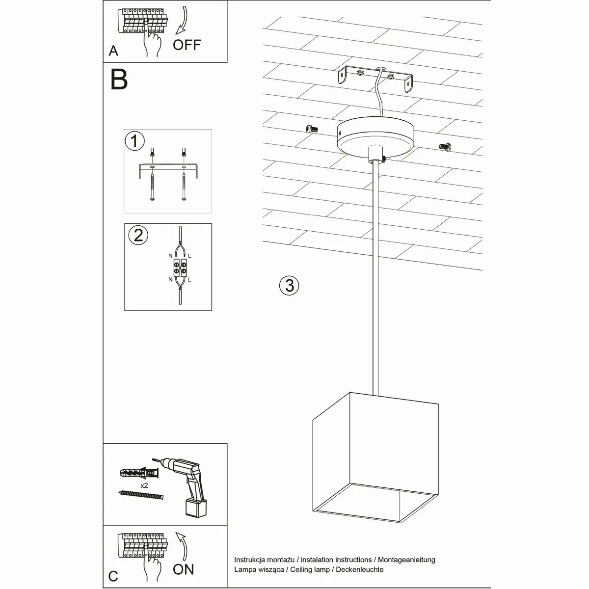 Lampa wisząca QUAD 1 szary SL.0061 - Sollux Lighting - obrazek 7