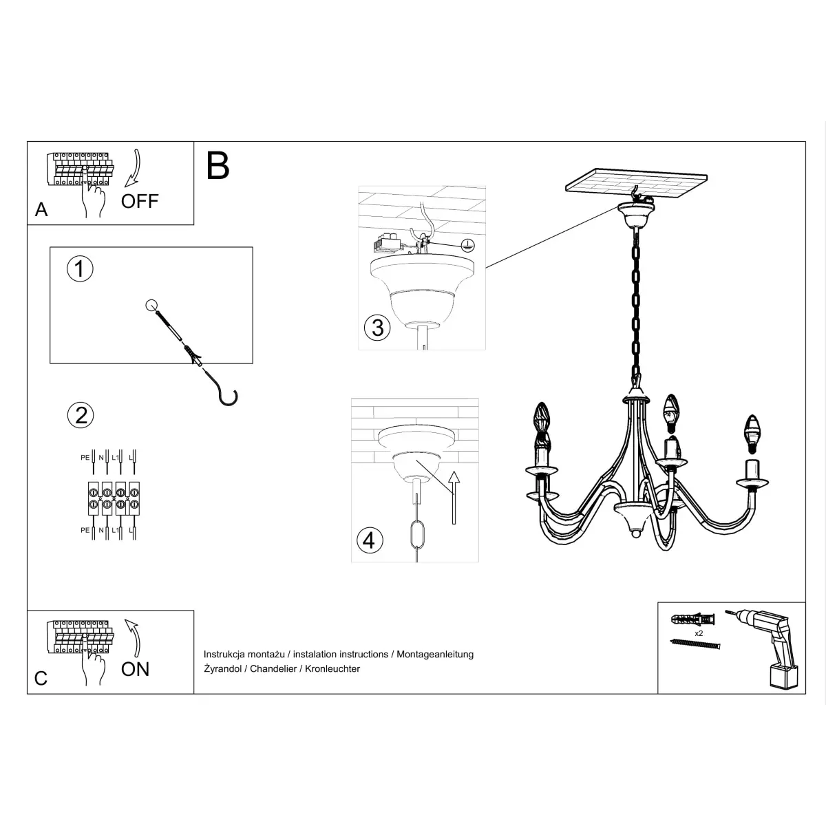 Żyrandol MINERWA 7 czarny SL.0219 - Sollux Lighting - obrazek 6