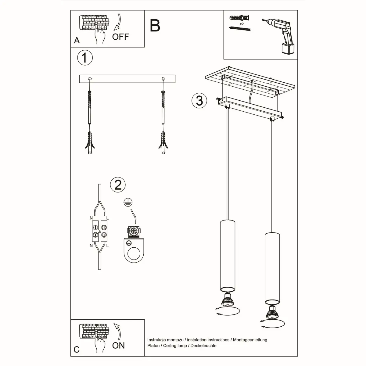Lampa wisząca LAGOS 2 biały SL.0324 - Sollux Lighting - obrazek 6