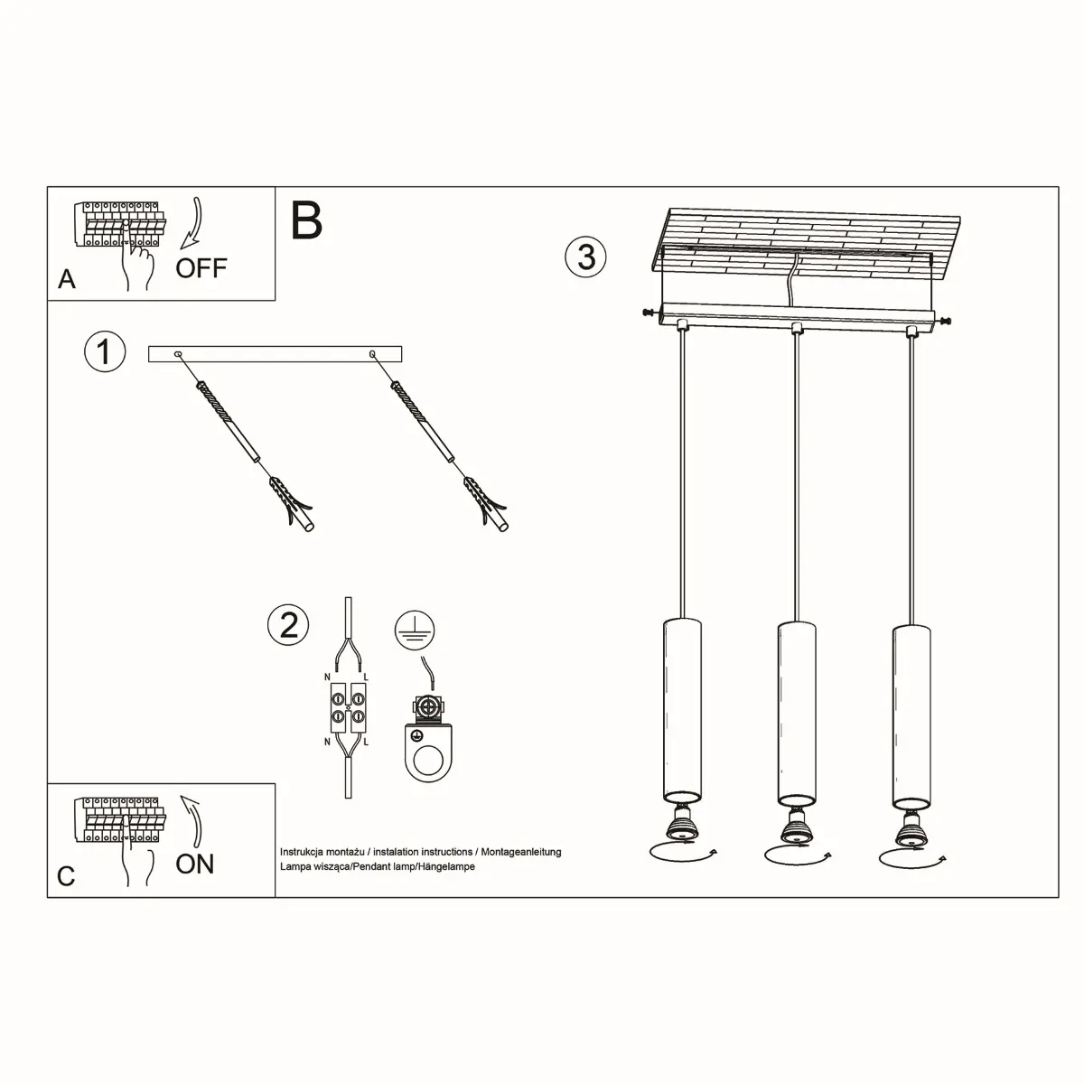 Lampa wisząca LAGOS 3L biały SL.0325 - Sollux Lighting - obrazek 6