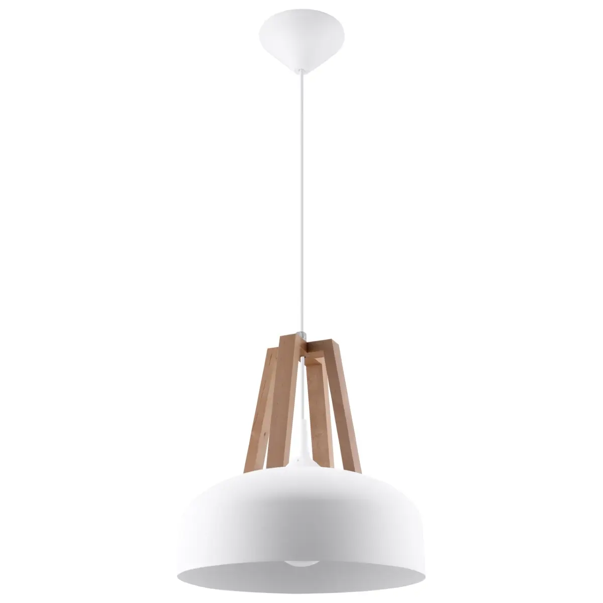 Lampa wisząca CASCO biała/naturalne drewno SL.0388 - Sollux Lighting
