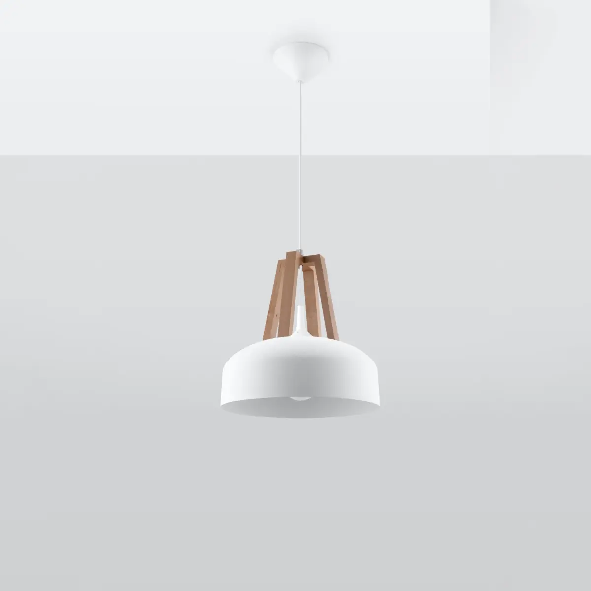 Lampa wisząca CASCO biała/naturalne drewno SL.0388 - Sollux Lighting - obrazek 3