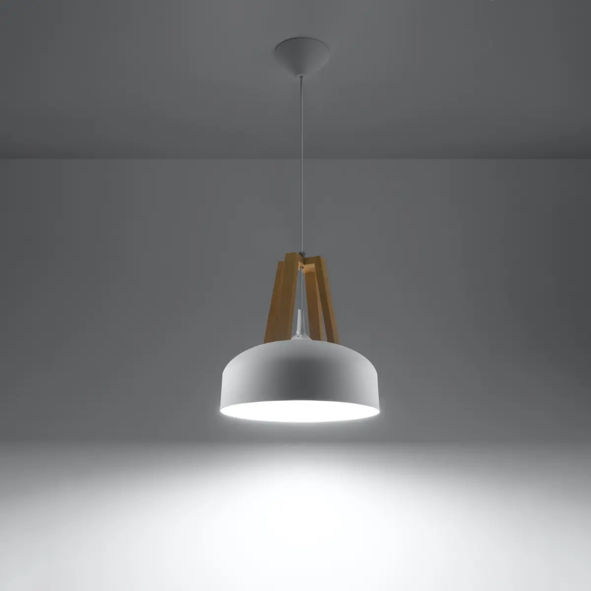 Lampa wisząca CASCO biała/naturalne drewno SL.0388 - Sollux Lighting - obrazek 4