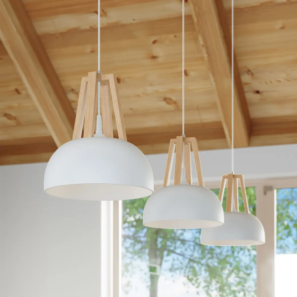 Lampa wisząca CASCO biała/naturalne drewno SL.0388 - Sollux Lighting - obrazek 9