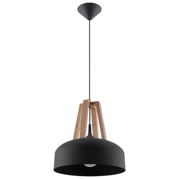 Lampa wisząca CASCO czarna/naturalne drewno SL.0390 - Sollux Lighting