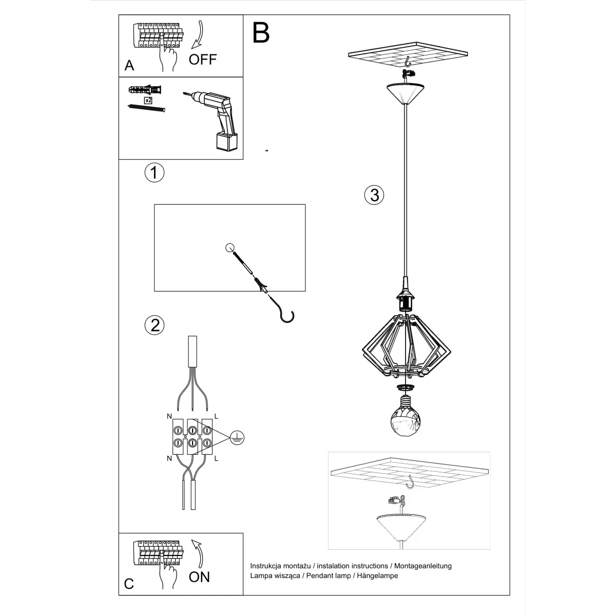 Lampa wisząca POMPELMO naturalne drewno SL.0393 - Sollux Lighting - obrazek 6