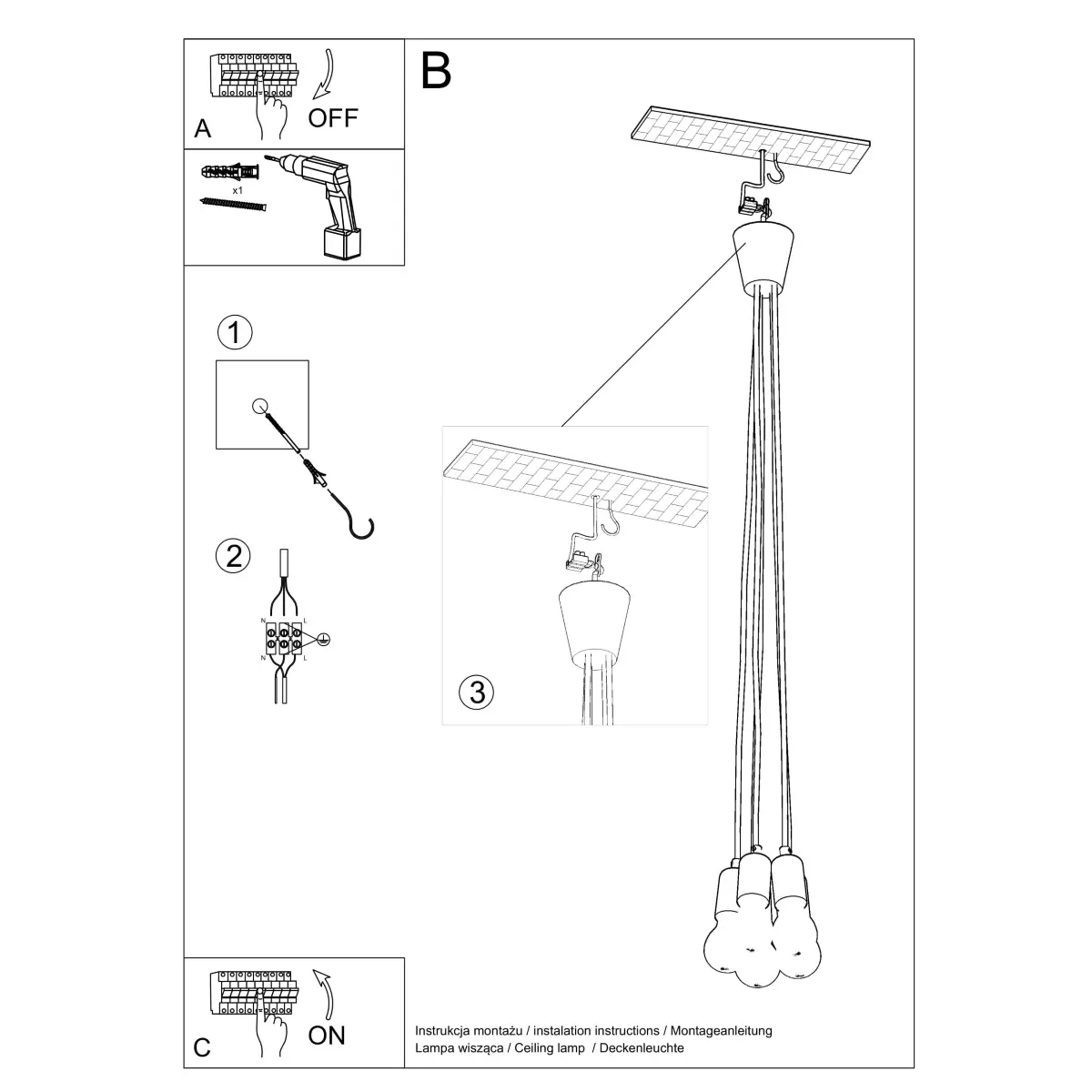 Lampa wisząca DIEGO 5 czarna SL.0574 - Sollux Lighting - obrazek 9