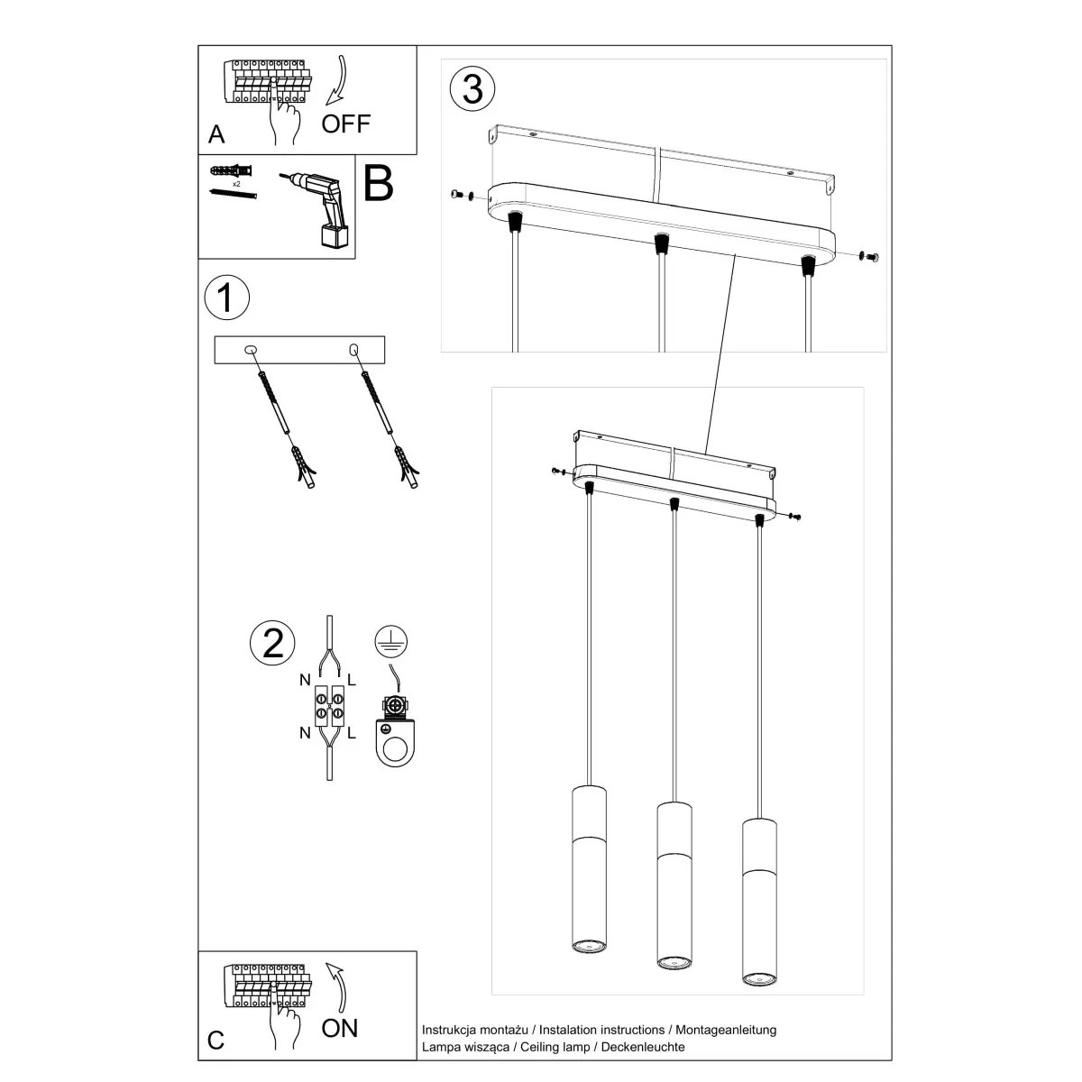 Lampa wisząca BORGIO 3L biały SL.0649 - Sollux Lighting - obrazek 6