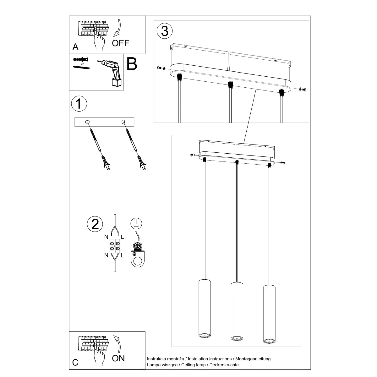 Lampa wisząca LUVO 3L SL.0655 - Sollux Lighting - obrazek 6