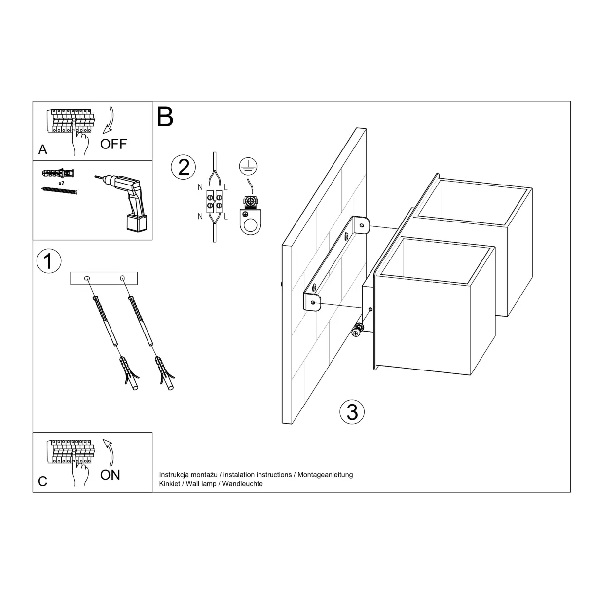Kinkiet QUAD 2 szary SL.0658 - Sollux Lighting - obrazek 7